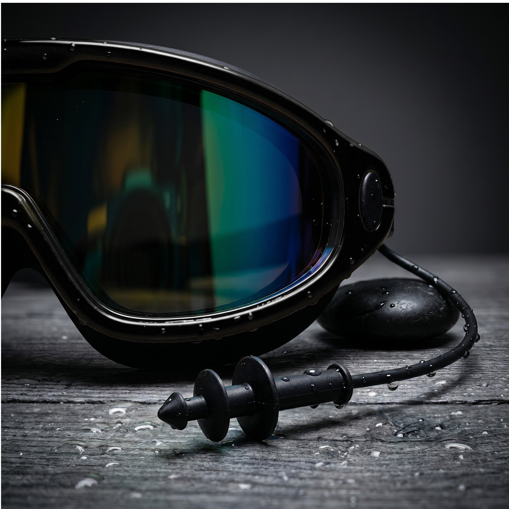 Adult Swimming Silicone PolyCarbonate Electroplated Goggles Mask Performance UV Protection Anti Fog — Black