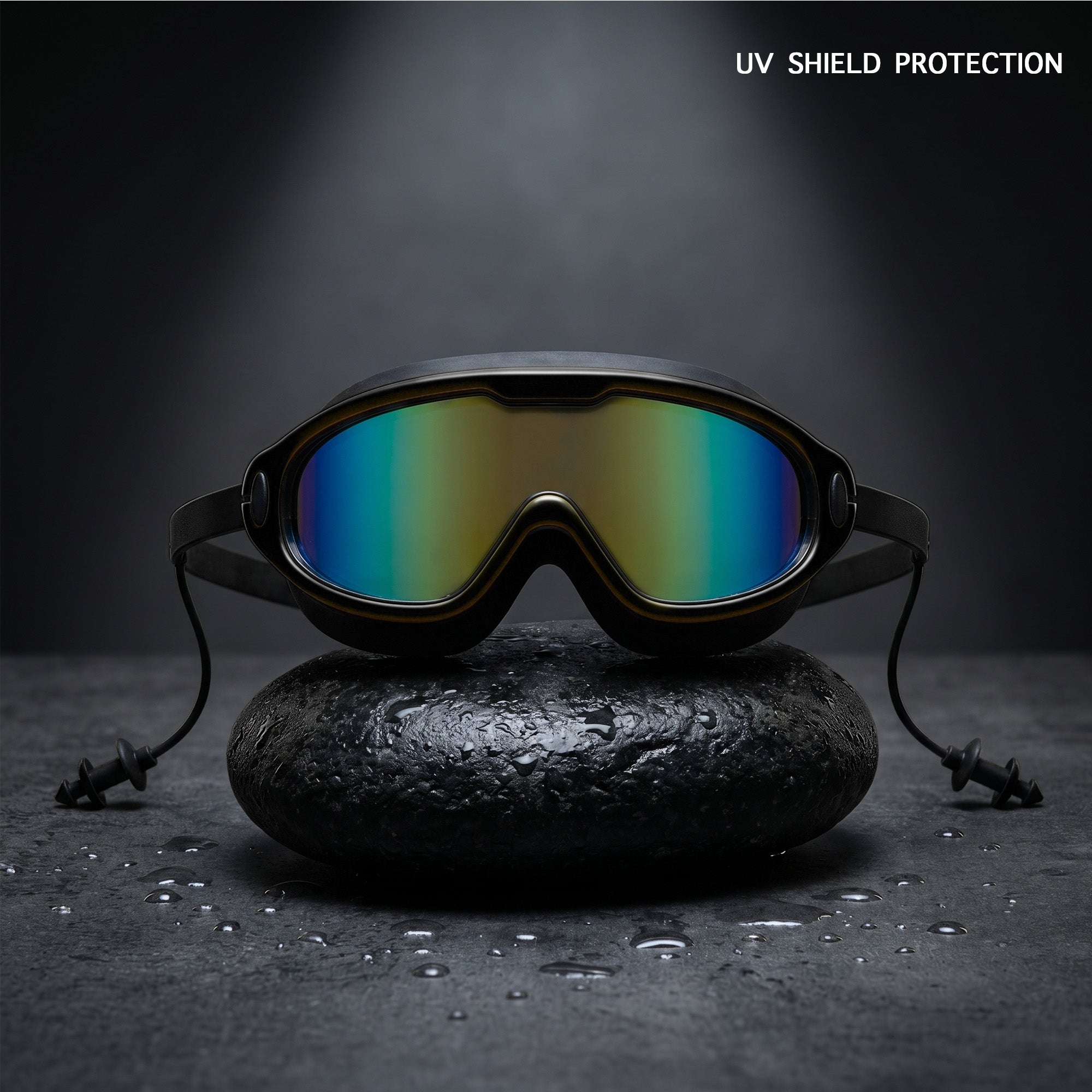 Adult Swimming Silicone PolyCarbonate Electroplated Goggles Mask Performance UV Protection Anti Fog — Black Main image