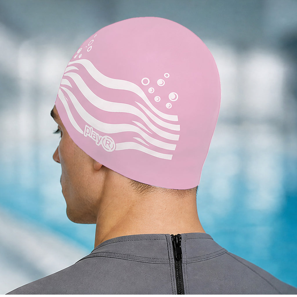 Kids Swimming Silicone Cap Wave Essentials — Pink