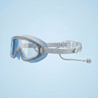 Kids Swimming Silicone PolyCarbonate Goggles Mask Essentials UV Protection Anti Fog — Blue Grey