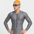 Adult Swimming Silicone Cap Professional — Orange Silver