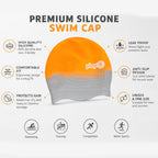 Adult Swimming Silicone Cap Professional — Orange Silver