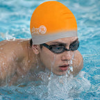 Adult Swimming Silicone Cap Professional — Orange Silver