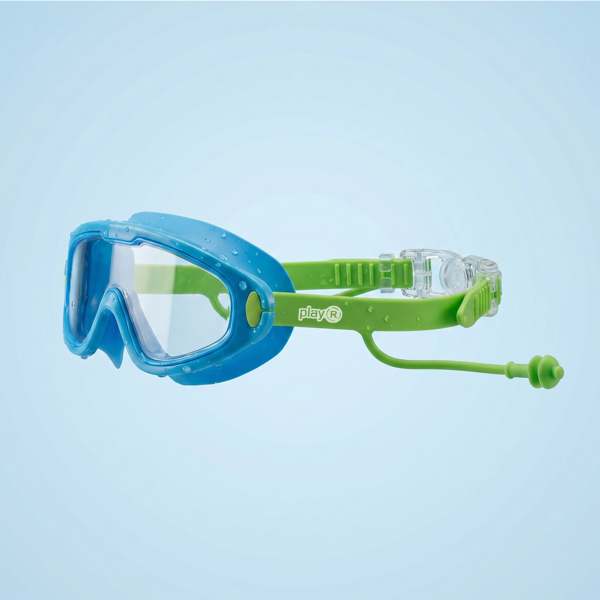 Kids Swimming Silicone PolyCarbonate Goggles Mask Essentials UV Protection Anti Fog — Green Blue Secondary image