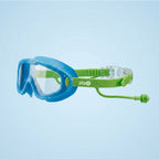 Kids Swimming Silicone PolyCarbonate Goggles Mask Essentials UV Protection Anti Fog — Green Blue