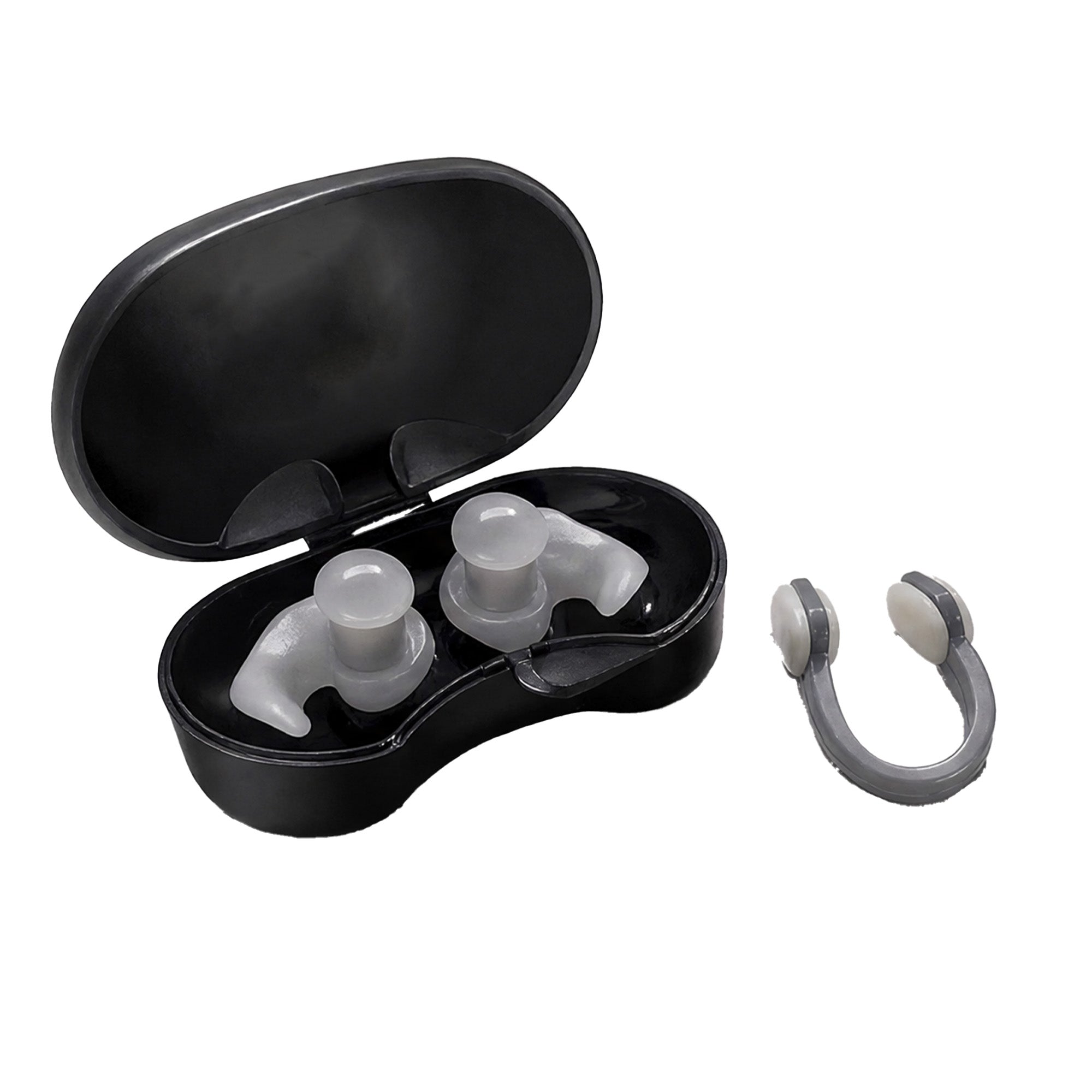 Adult Swimming Ear Plugs And Nose Clip Set Silicone — Grey