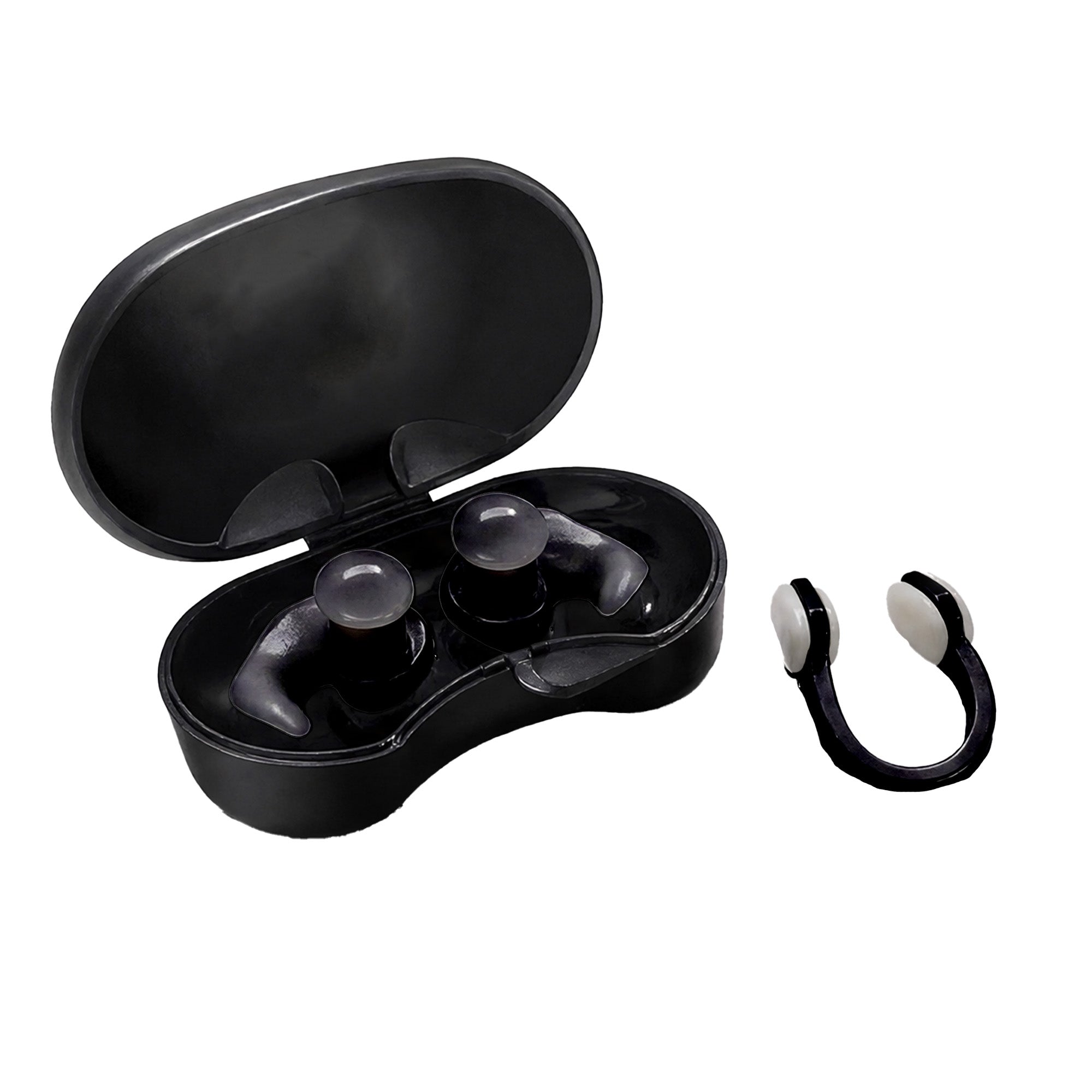 Adult Swimming Ear Plugs And Nose Clip Set Silicone — Black Main image