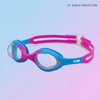 Kids Swimming Silicone Polycarbonate Goggles Essentials UV Protection Anti Fog — Pink Blue