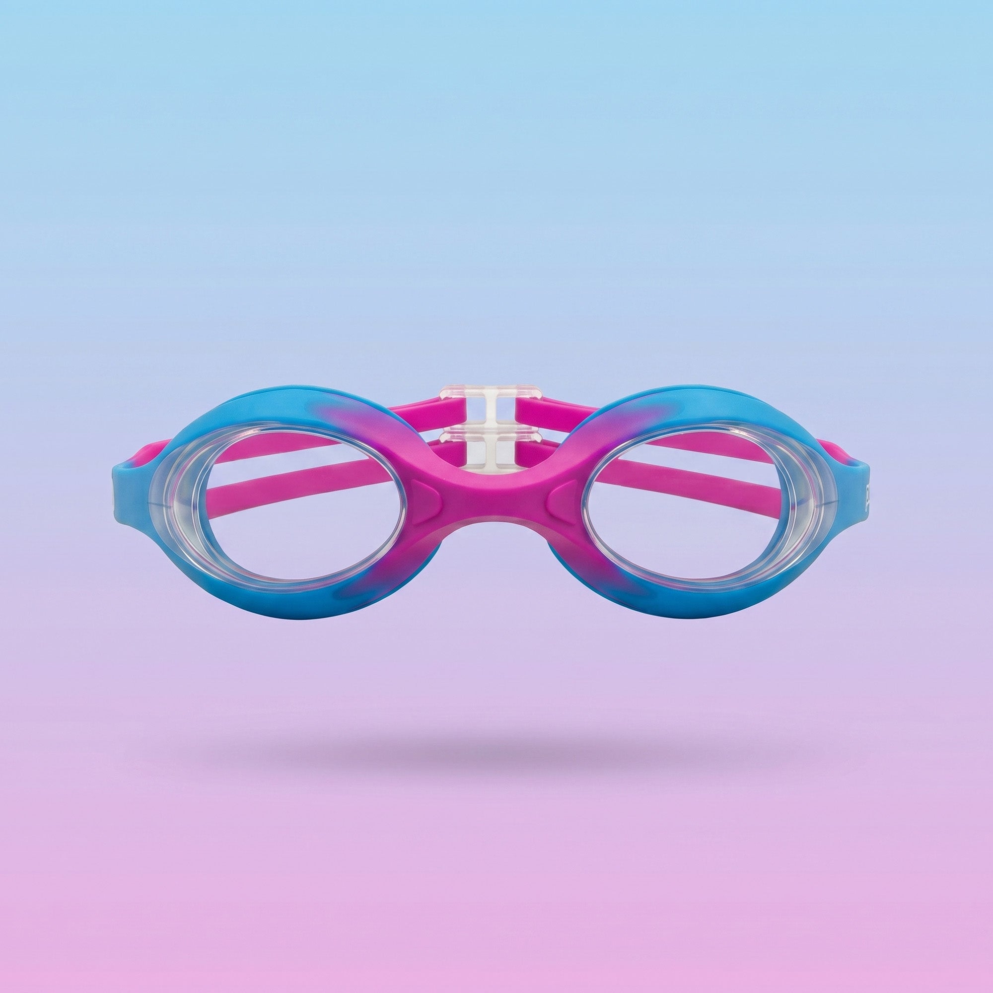 Kids Swimming Silicone Polycarbonate Goggles Essentials UV Protection Anti Fog — Pink Blue Secondary image