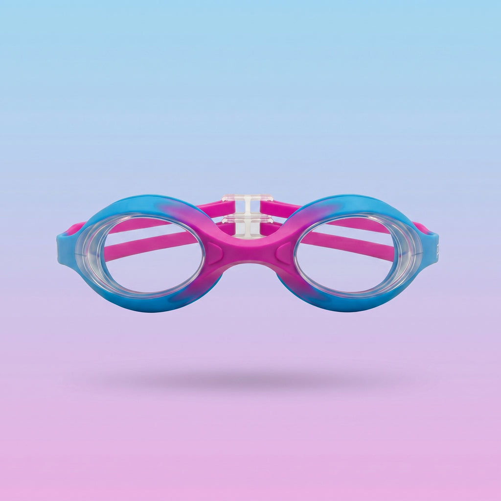 Kids Swimming Silicone Polycarbonate Goggles Essentials UV Protection Anti Fog — Pink Blue