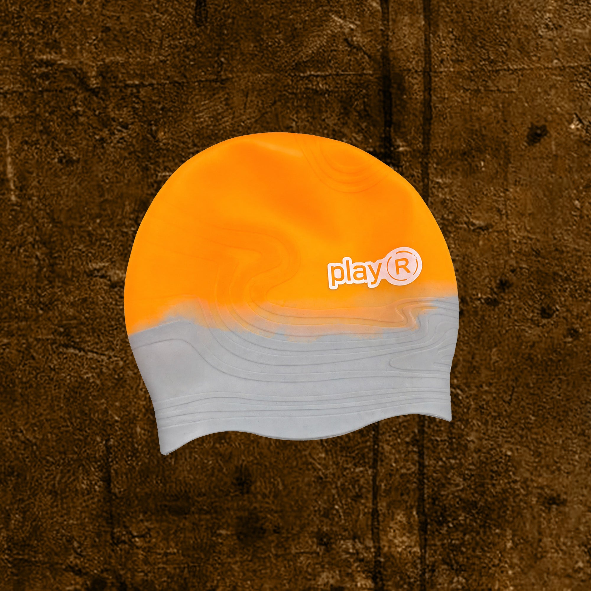 Adult Swimming Silicone Cap Professional — Orange Silver Main image