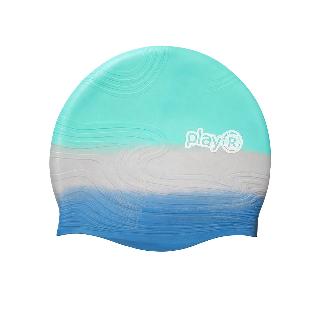 Adult Swimming Silicone Cap Professional — Teal Silver