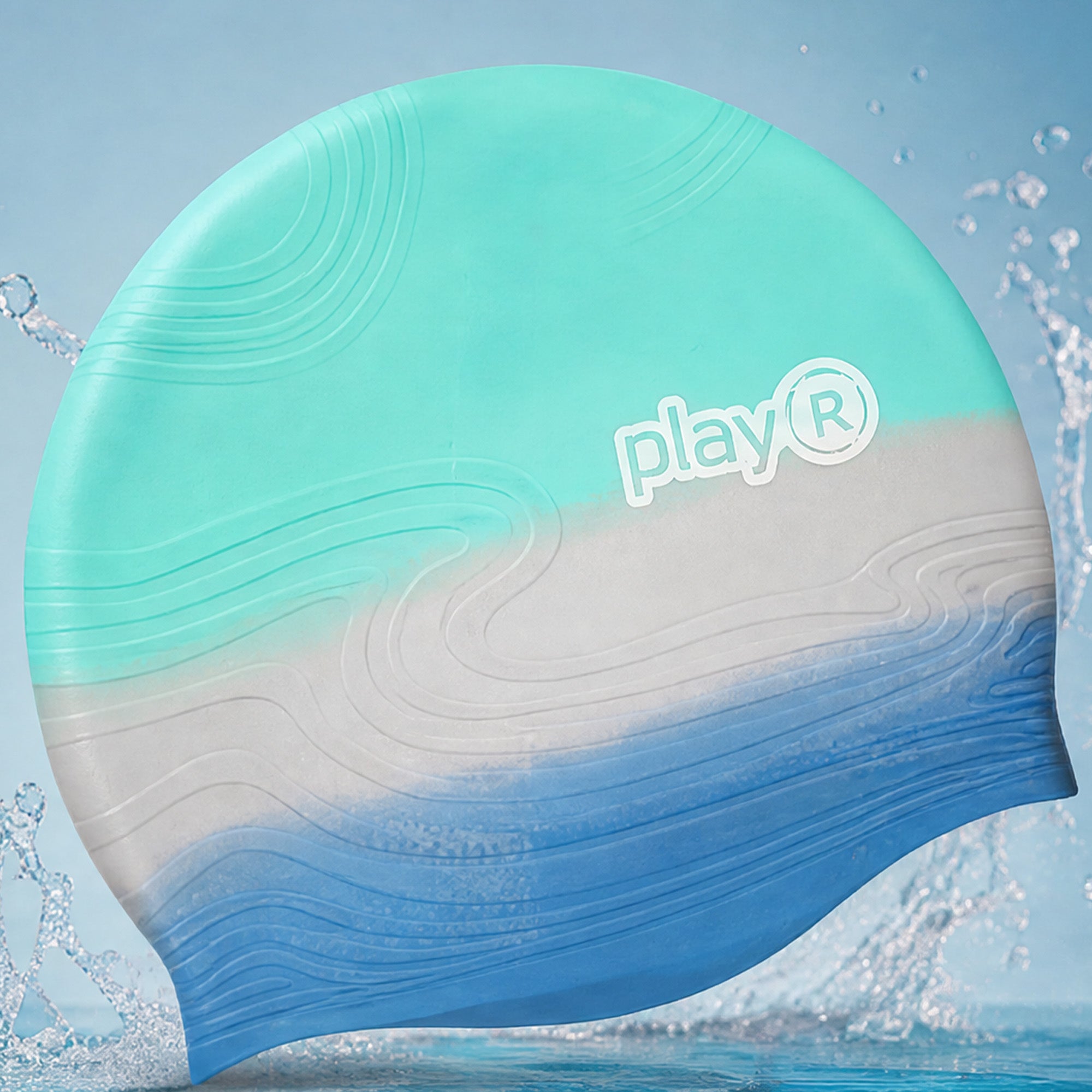 Adult Swimming Silicone Cap Professional — Teal Silver Main image