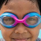 Kids Swimming Silicone Polycarbonate Goggles Essentials UV Protection Anti Fog — Pink Blue