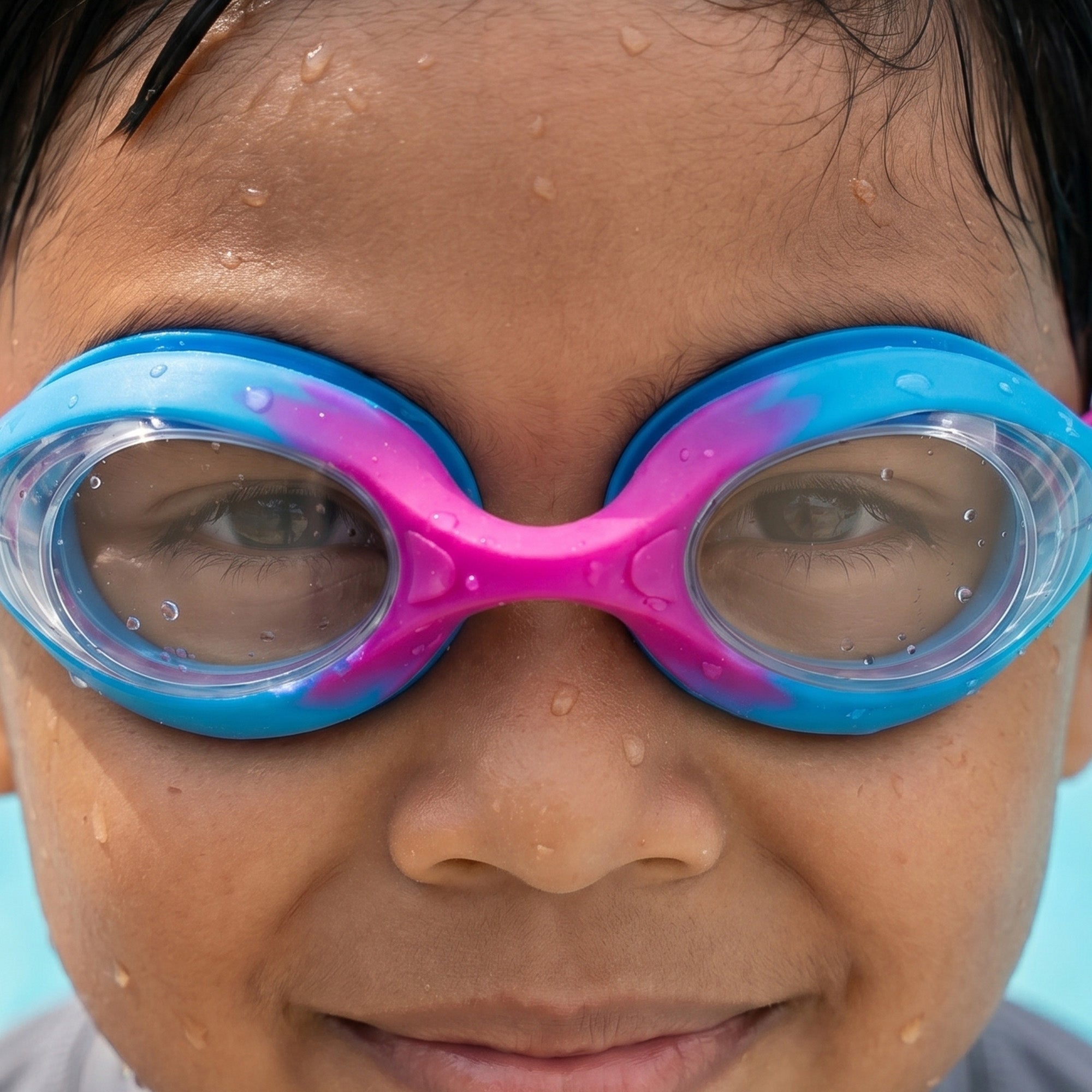 Kids Swimming Silicone Polycarbonate Goggles Essentials UV Protection Anti Fog — Pink Blue