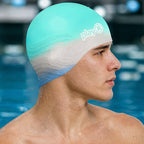 Adult Swimming Silicone Cap Professional — Teal Silver