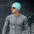 Adult Swimming Silicone Cap Professional — Teal Silver