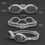 Kids Swimming Silicone Polycarbonate Goggles Essentials UV Protection Anti Fog — Lt. Grey