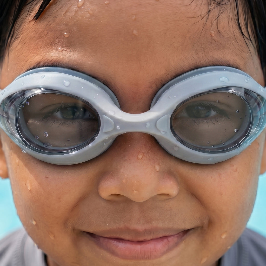 Kids Swimming Silicone Polycarbonate Goggles Essentials UV Protection Anti Fog — Lt. Grey