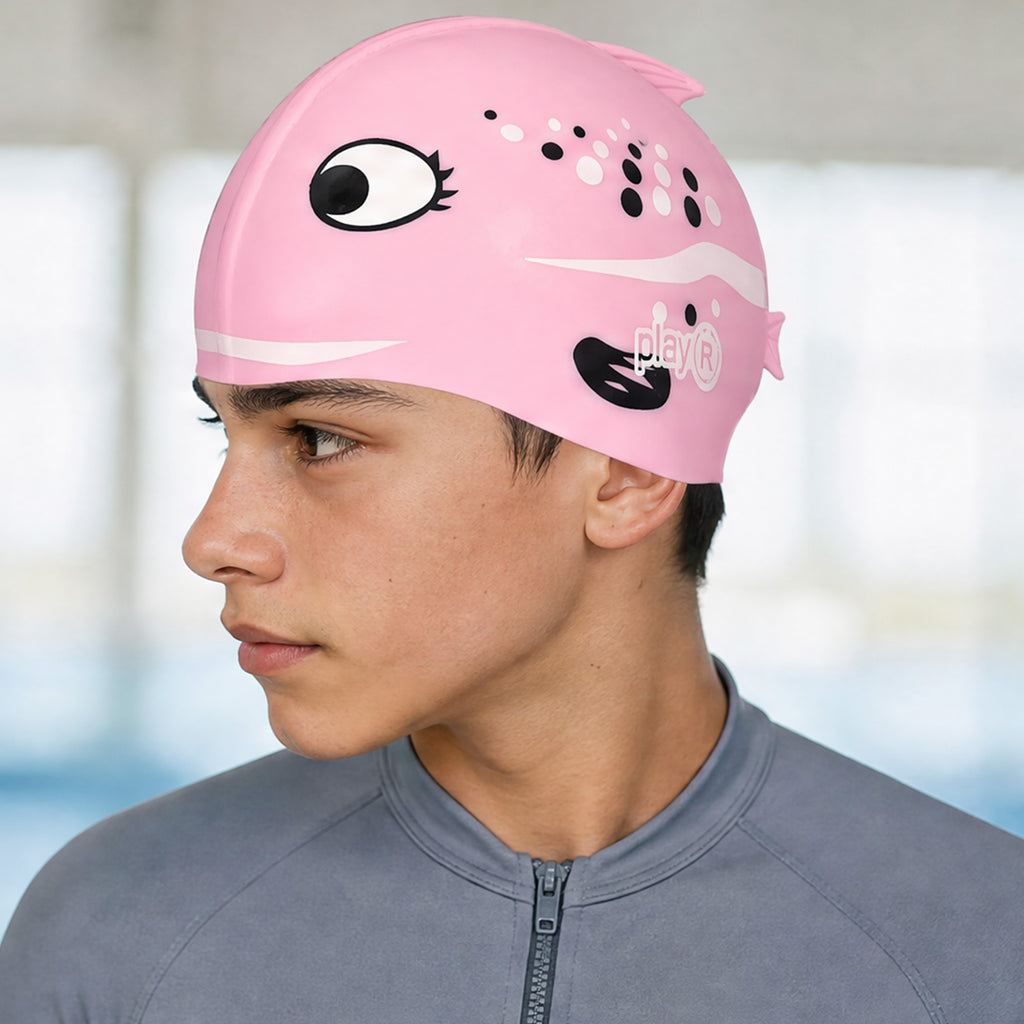 Kids Swimming Silicone Cap Fish Essentials — Pink