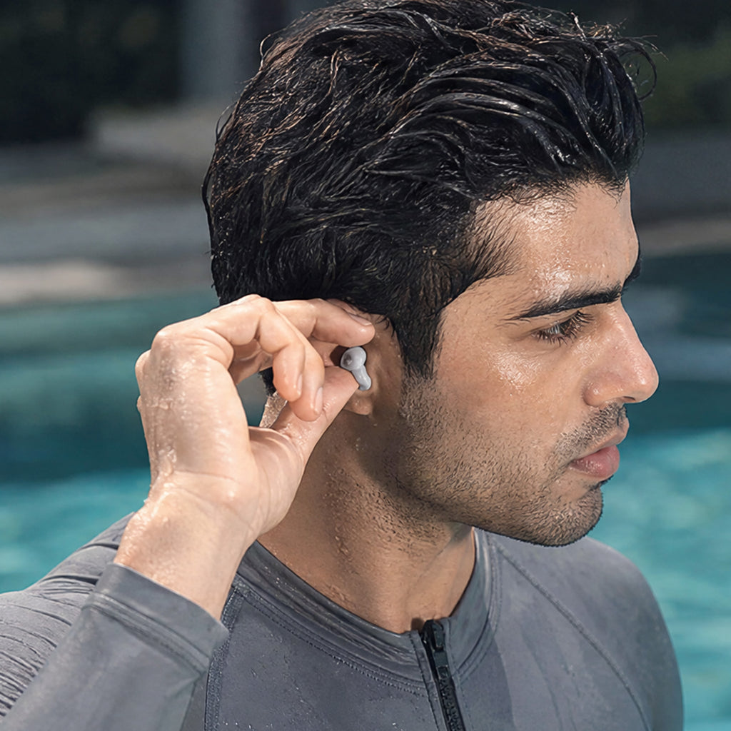 Adult Swimming Ear Plugs And Nose Clip Set Silicone — Grey