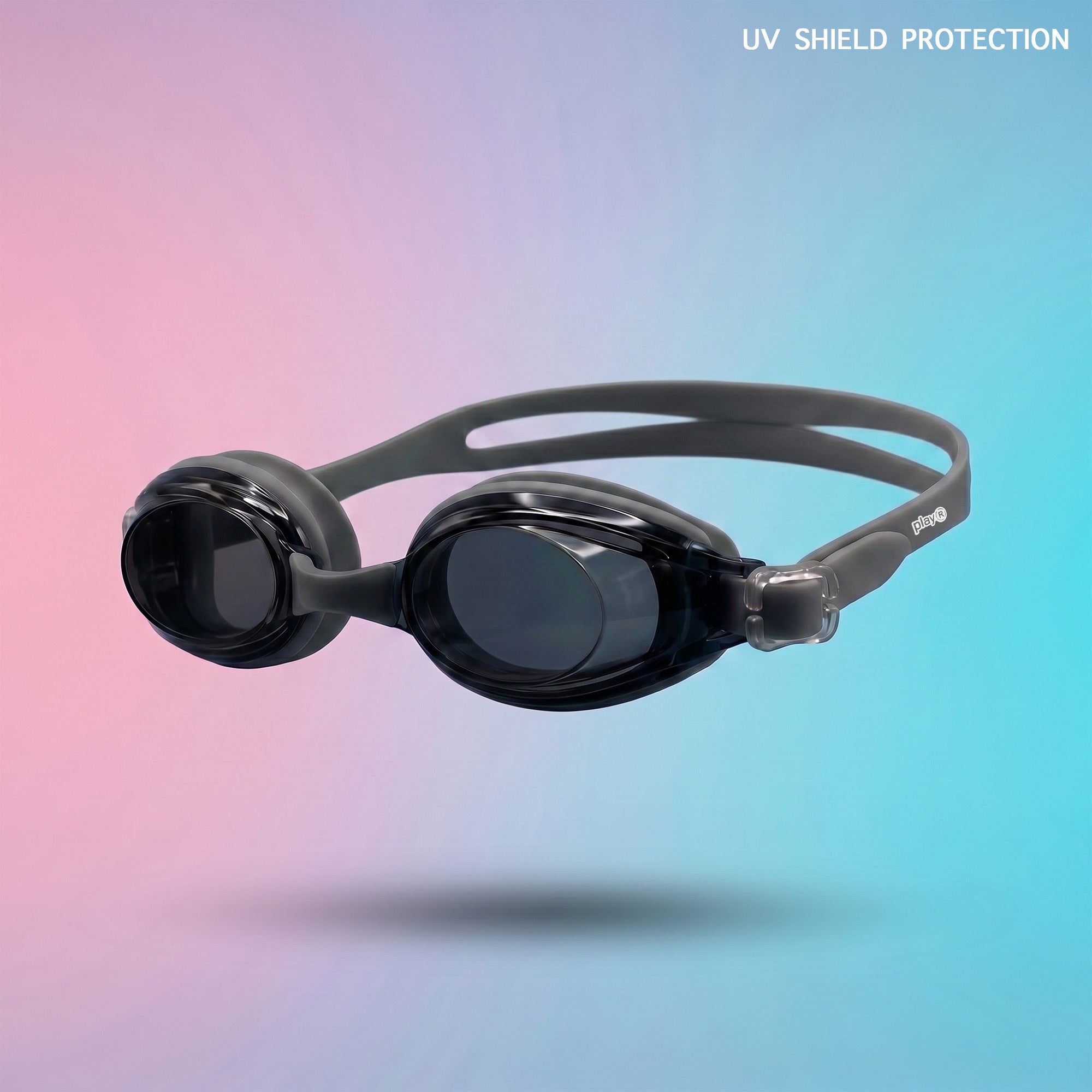 Adult Swimming Silicone PolyCarbonate Goggles Essentials UV Protection Anti Fog — Black Grey Main image