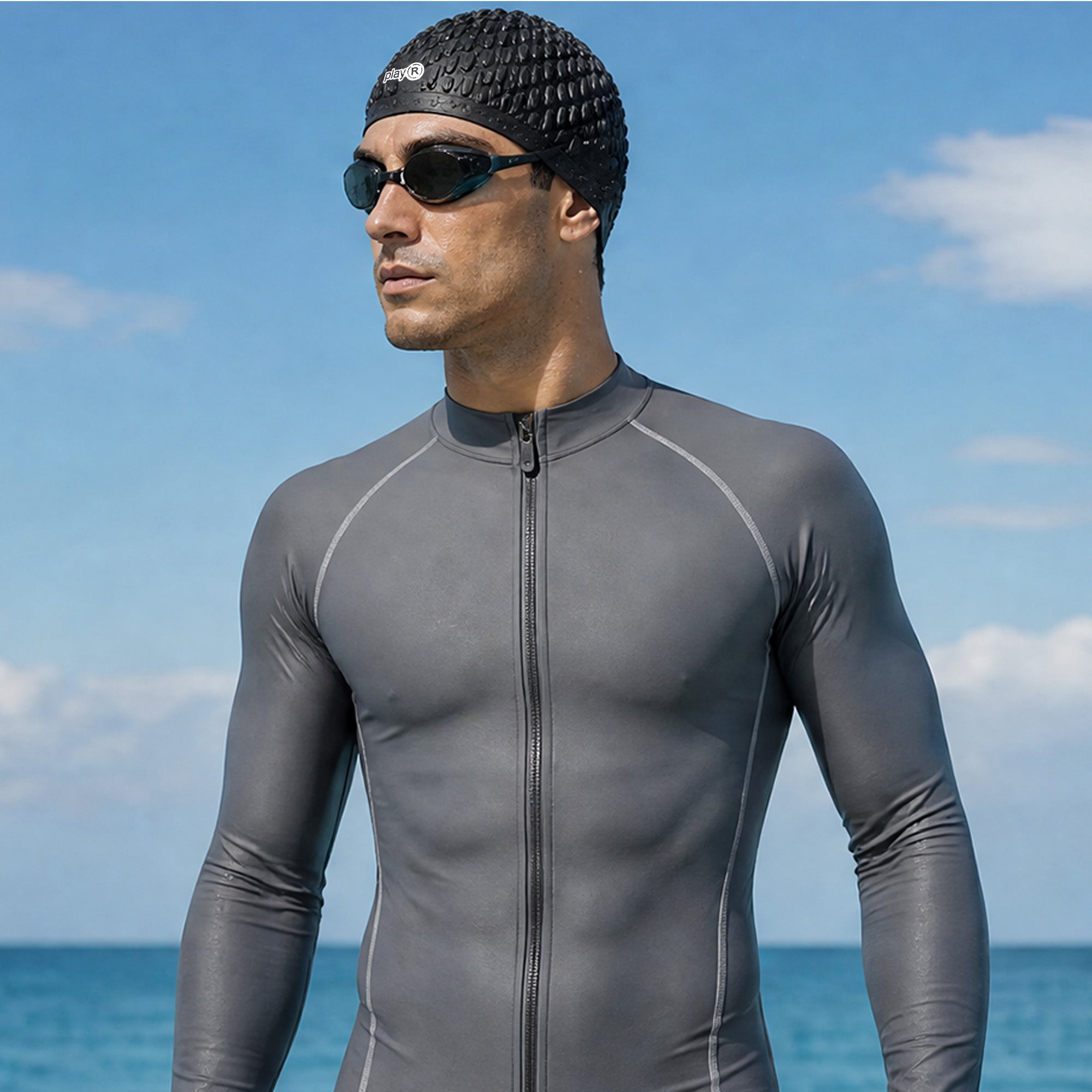 Adult Swimming Silicone Cap Professional — Black