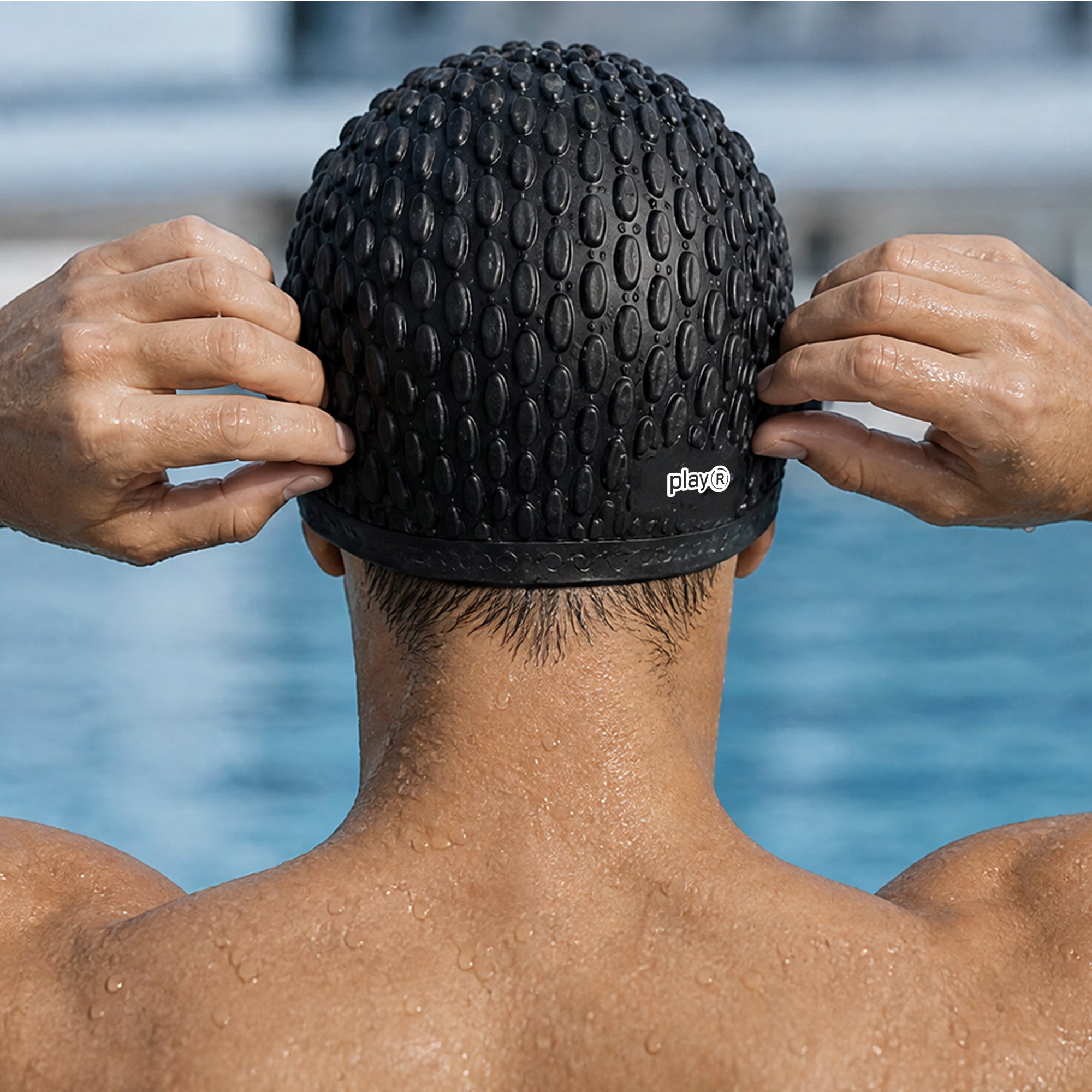 Adult Swimming Silicone Cap Professional — Black
