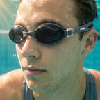 Adult Swimming Silicone PolyCarbonate Goggles Essentials UV Protection Anti Fog — Black Grey