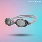 Adult Swimming Silicone PolyCarbonate Goggles Essentials UV Protection Anti Fog — Silver Grey