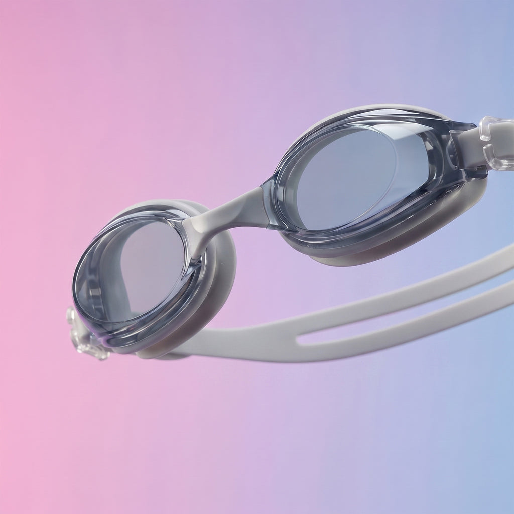 Adult Swimming Silicone PolyCarbonate Goggles Essentials UV Protection Anti Fog — Silver Grey