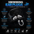 Adult Swimming Ear Plugs And Nose Clip Set Silicone — Grey