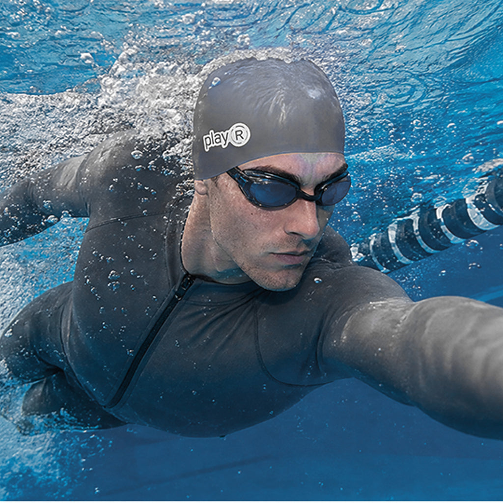 Adult Swimming Silicone Cap Performance — Silver