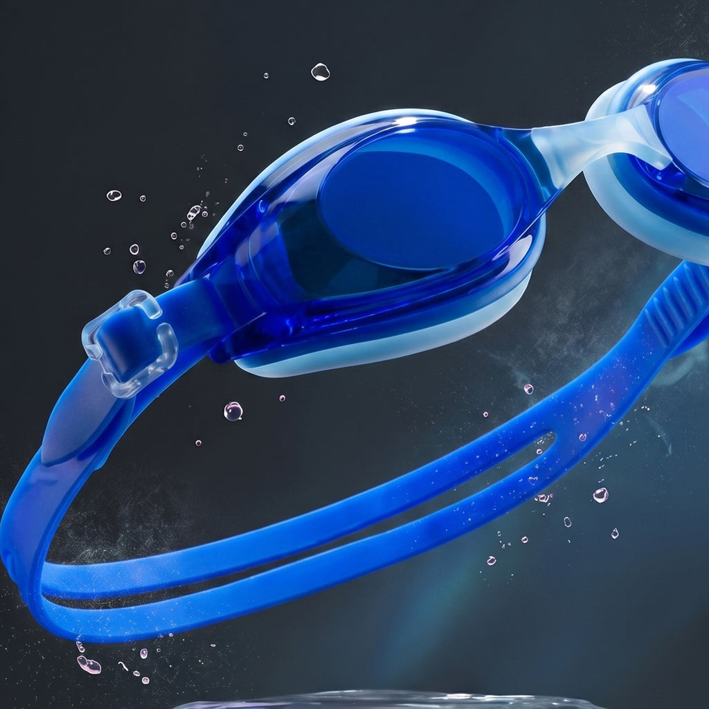 Adult Swimming Silicone PolyCarbonate Goggles Essentials UV Protection Anti Fog — Light Blue