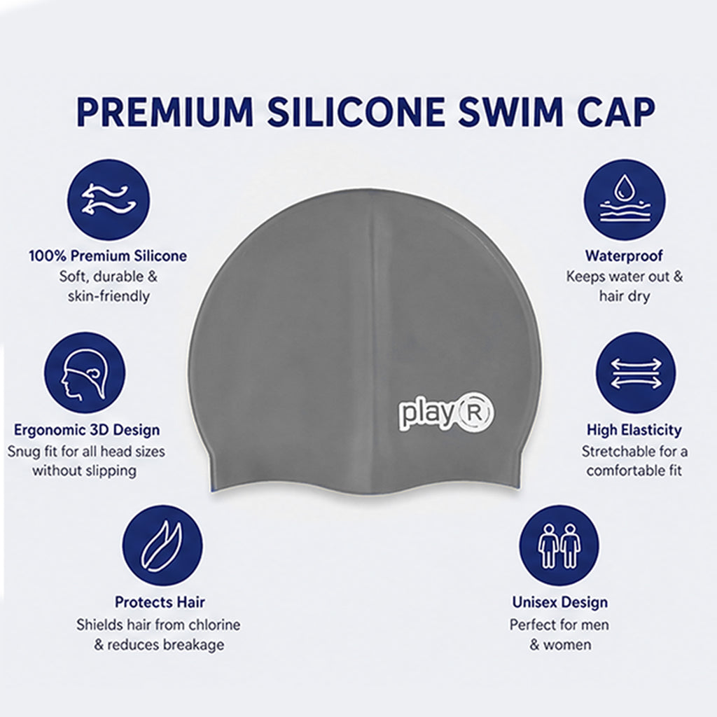 Adult Swimming Silicone Cap Performance — Silver