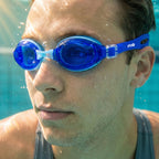 Adult Swimming Silicone PolyCarbonate Goggles Essentials UV Protection Anti Fog — Light Blue
