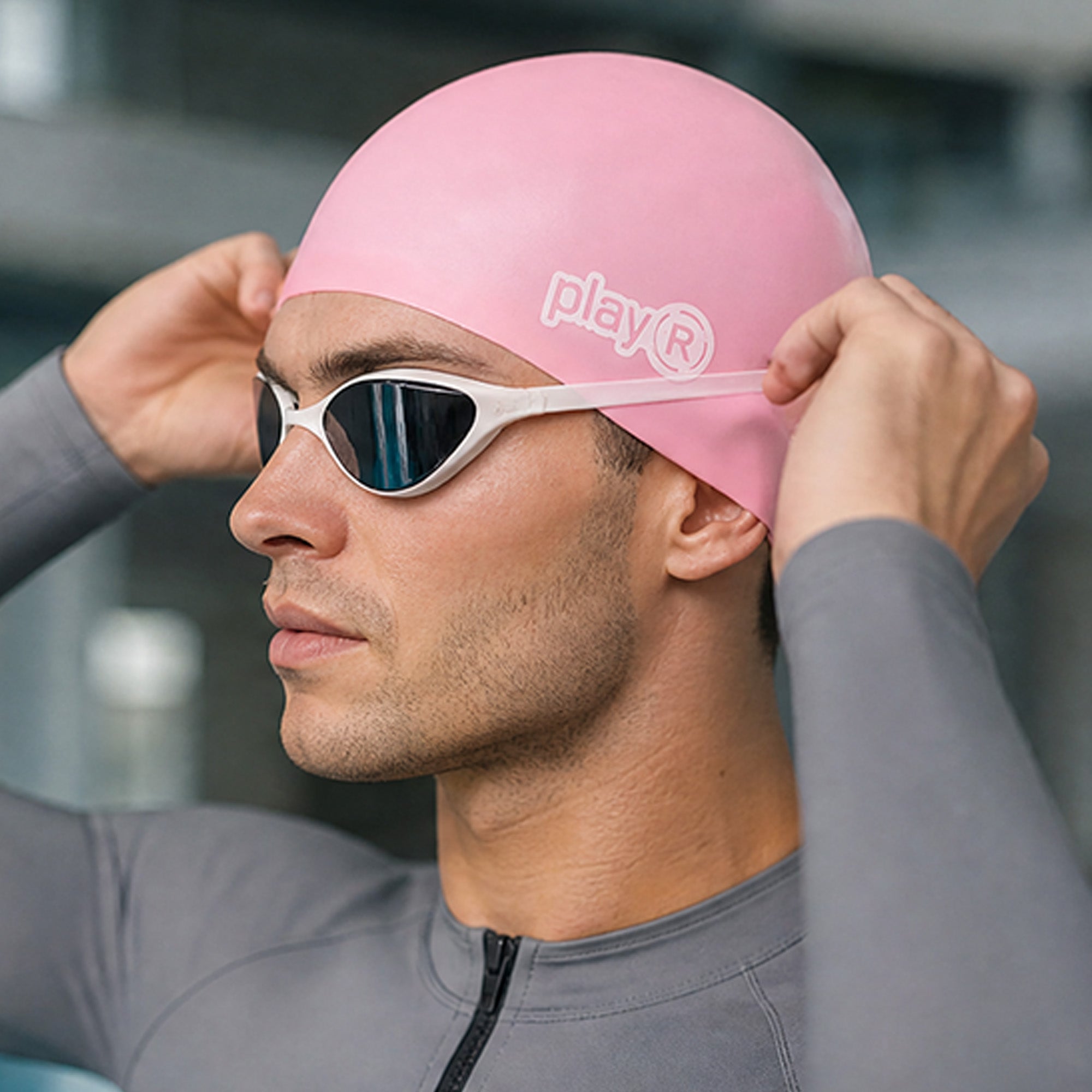 Adult Swimming Silicone Cap Performance — Pink