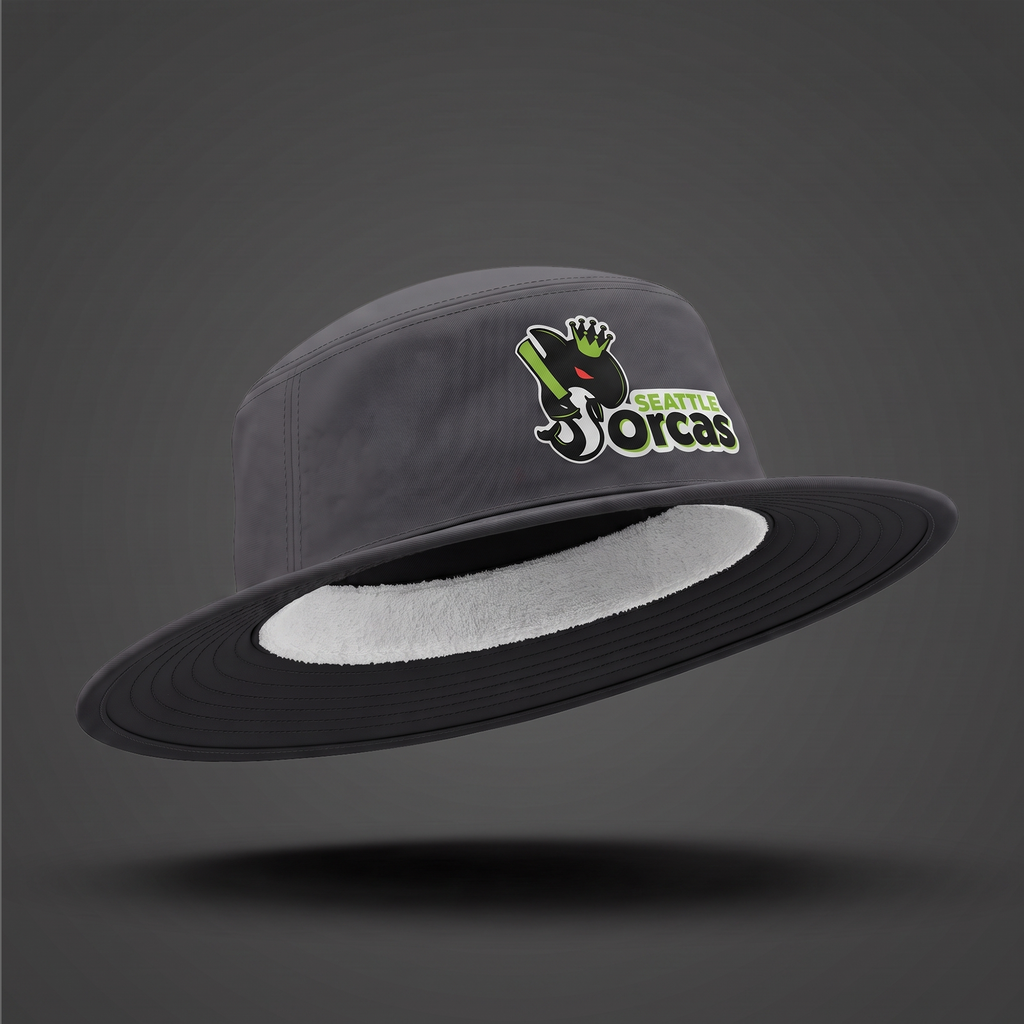 Seattle Orcas Match Hat in Grey - close-up of team branding