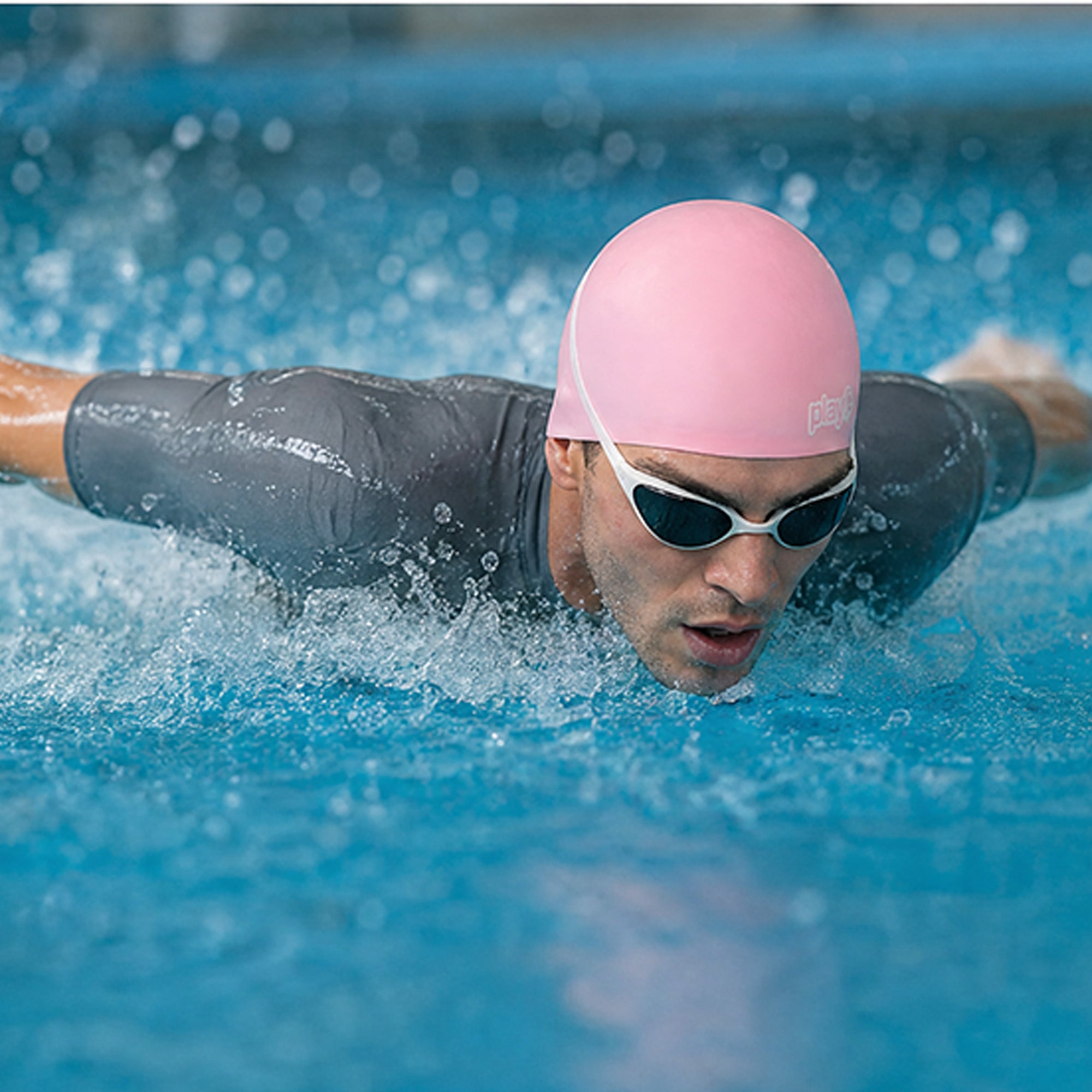 Adult Swimming Silicone Cap Performance — Pink