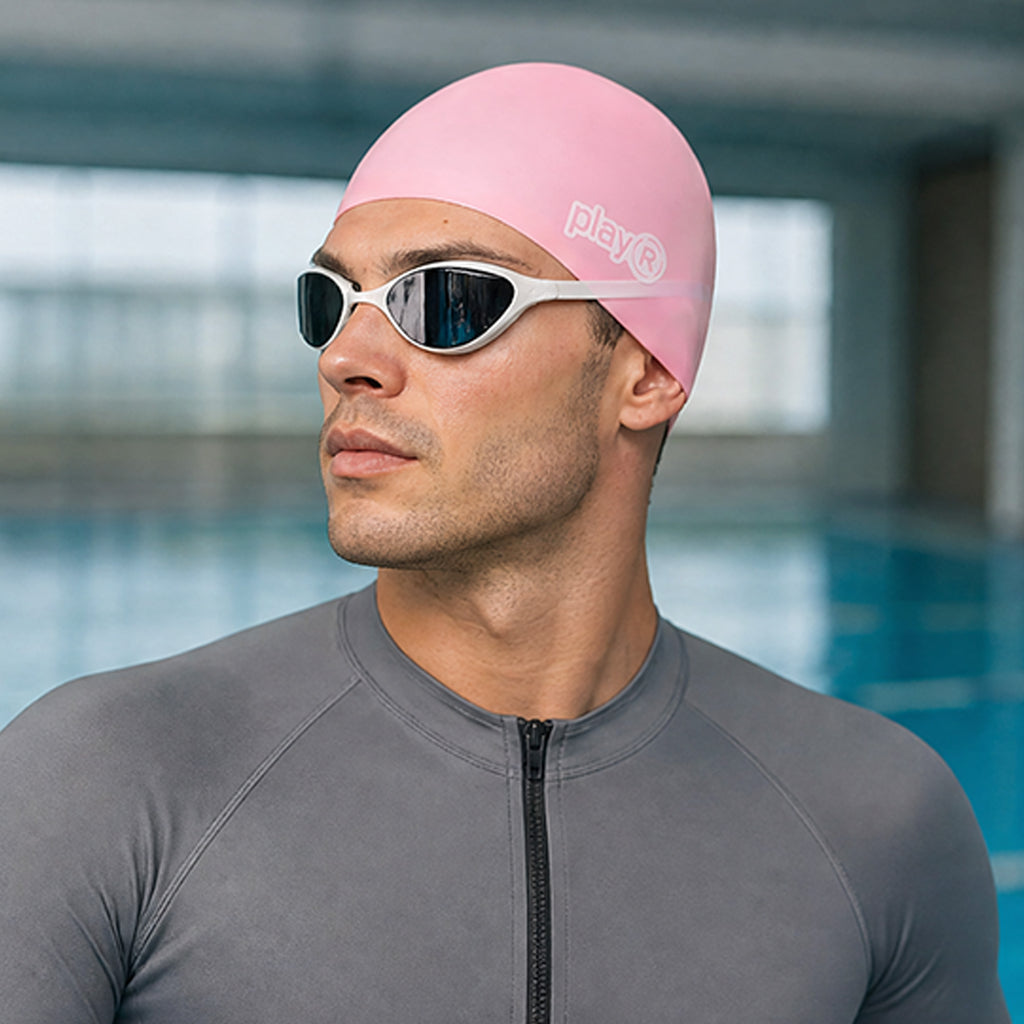 Adult Swimming Silicone Cap Performance — Pink