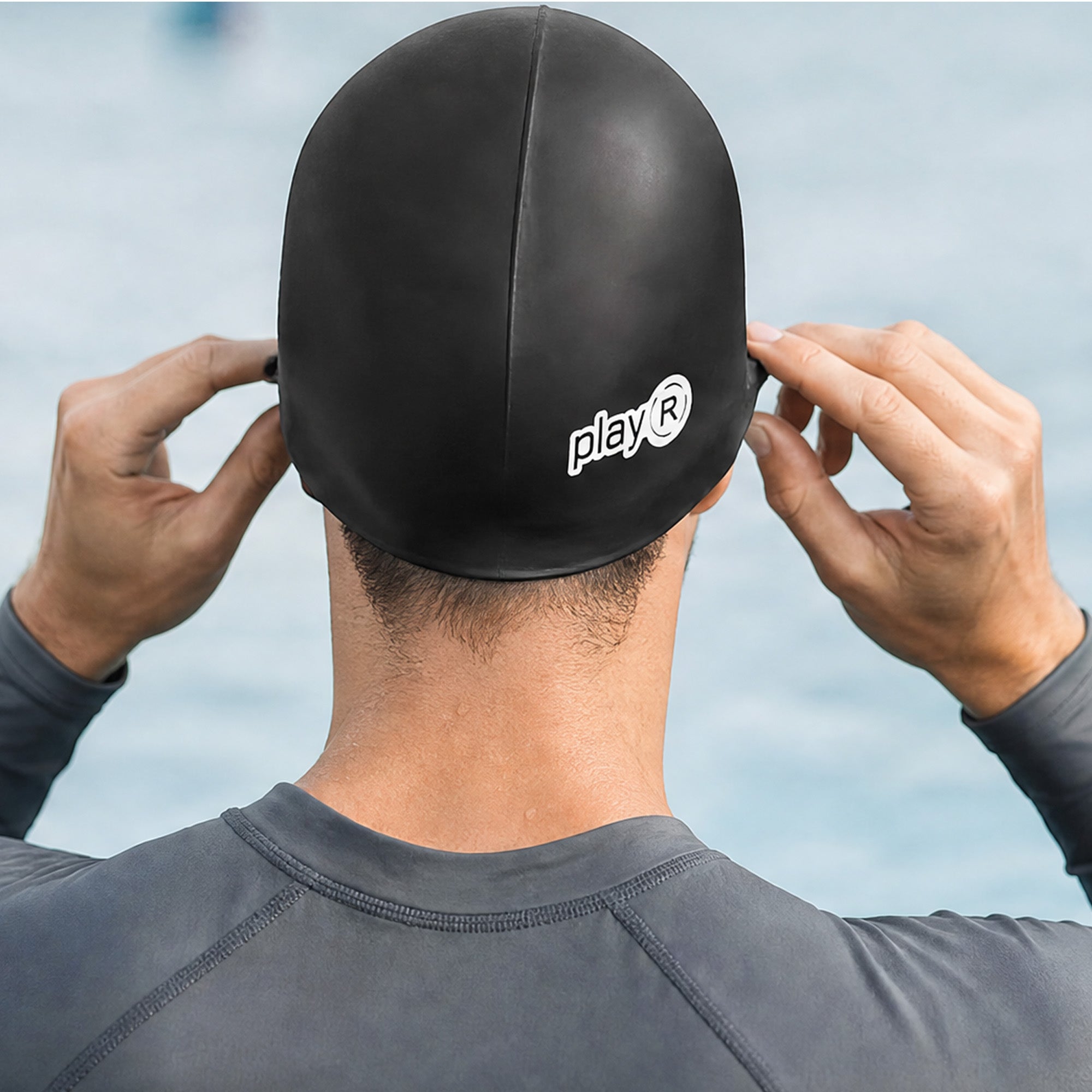 Adult Swimming Silicone Cap Performance — Black