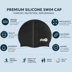 Adult Swimming Silicone Cap Performance — Black