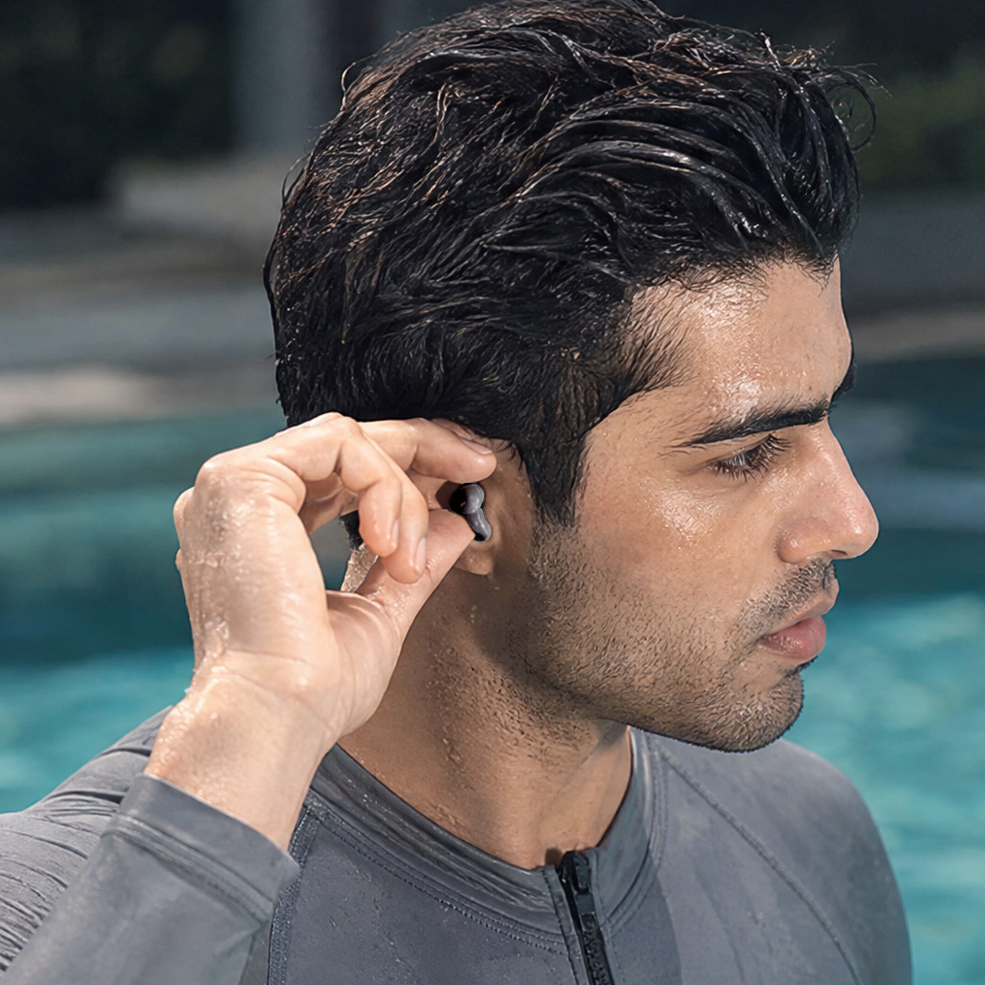 Adult Swimming Ear Plugs And Nose Clip Set Silicone — Black