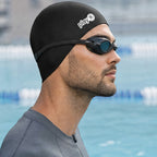 Adult Swimming Silicone Cap Performance — Black