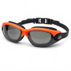 Adult Swimming Silicone PolyCarbonate Electroplated Goggles Performance UV Protection Anti Fog — Neon Orange Grey