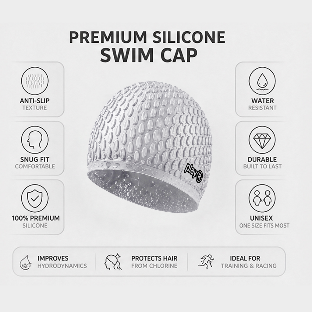 Adult Swimming Silicone Cap Professional — Silver