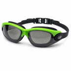 Adult Swimming Silicone PolyCarbonate Electroplated Goggles Performance UV Protection Anti Fog — Neon Green Grey