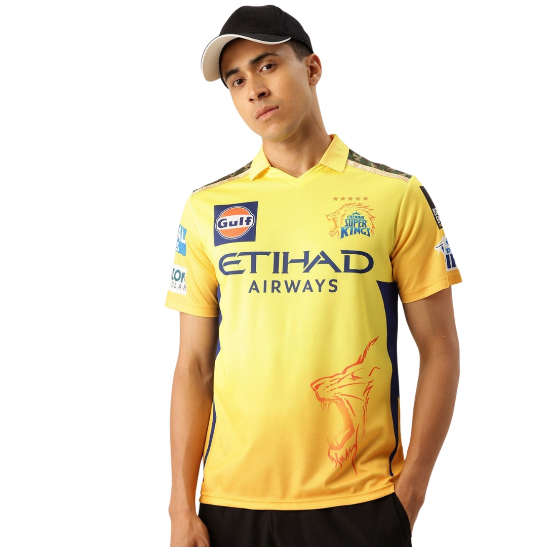 Chennai Super Kings Authentic Fan Jersey IPL 2025 Adult Dhoni 7 Half Sleeve Main image