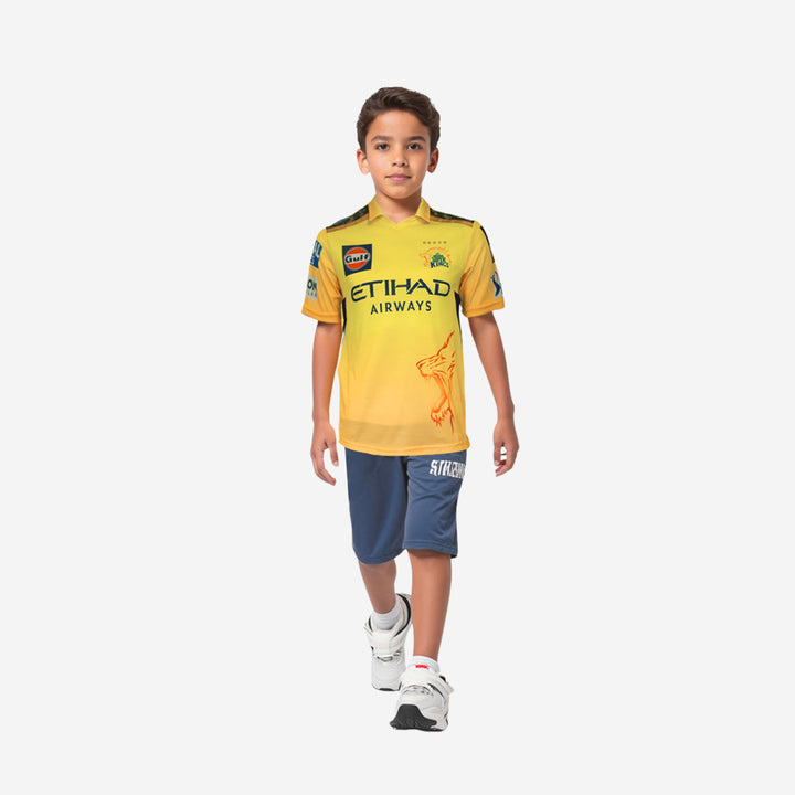 Chennai Super Kings Authentic Fan Jersey IPL 2025 Kids Dhoni 7 Half Sleeve