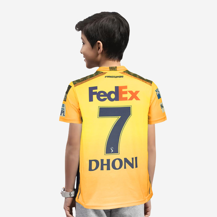 Chennai Super Kings Authentic Fan Jersey IPL 2025 Kids Dhoni 7 Half Sleeve